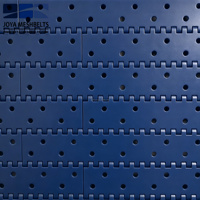 Bande transporteuse modulaire en plastique de qualité alimentaire, pas de 15,8 mm, type grille affleurante, pour machines de transformation de viande et de volaille