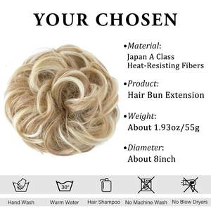 Chignon élégant et désordonné, pièce de <span class=keywords><strong>cheveux</strong></span> ondulée et bouclée, extensions synthétiques, chignon épais, blond sale ombré - Product Image 3