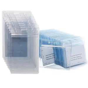 हॉट सेल 4x3 इंच क्लियर सॉफ्ट प्लास्टिक पीवीसी वॉटरप्रूफ हॉरिजॉन्टल बैगडेट आईडी कार्ड होल्डर