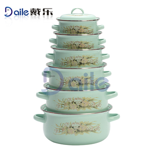 6 cái ánh sáng màu xanh lá cây men thép carbon đúc đồ nấu nướng sắt enamelware <span class=keywords><strong>Cookware</strong></span> <span class=keywords><strong>Set</strong></span> - Product Image 4