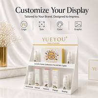 Présentoir de Soins de la Peau en Acrylique Blanc Incliné à Deux Niveaux avec Logo Personnalisé, Écologique, pour Étagère Multi-Compartiments