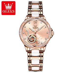 OLEVS นาฬิกาอัจฉริยะระบบกลไกสำหรับผู้หญิงที่สง่างาม6656สายเหล็กเซรามิกที่เหนือกว่ากันน้ำได้นาฬิกาลำลองแบบเรียบง่าย - Product Image 1
