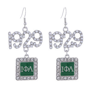 Sisterhood Iota Phi Lambda diseño tono verde y blanco griego <span class=keywords><strong>IPA</strong></span> 1929 colgante hacer hermandad mujeres joyería pendientes colgantes - Product Image 1