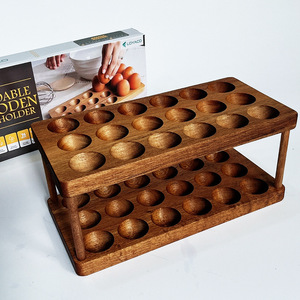 Solid Wood Egg Storage Rack Double Layer <b>Kitchen</b> Countertop Freshness Preservation Minimalist Design - Product Image 4
