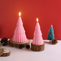 Matti's Batteriebetriebener Säulen-Rosa-Baum mit Fernbedienung und Timer, Heimdekoration, Weihnachtsbaum, LED-Kerze, Flammenlos