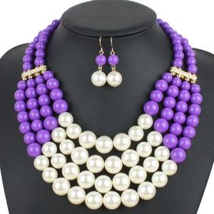 Parure Collier et Boucles d'Oreilles Pendantes en Alliage Plaqué Or avec Perles d'Imitation Multi-Couches, Idéale pour Anniversaire, Fête ou Cadeau de Mariage pour Femme - Product Image 5