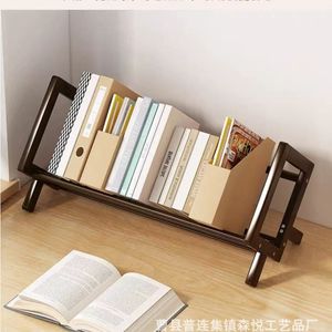 Solid Wood Desktop Bookshelf Minimalist Modern Style Small Storage Rack For <b>Study</b> Or Living Room - Product Image 3
