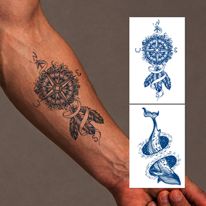 Tatuaje Semipermanente con Tinta Vegetal 100% Segura y Natural, Resistente al Agua, Duración de 1-2 Semanas, Diseño de Brújula <span class=keywords><strong>para</strong></span> <span class=keywords><strong>Brazo</strong></span>, Venta al Por Mayor de Fábrica - Product Image 1