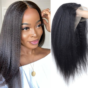 Promotion : Perruques Bob Lace Frontal 13x4 Yaki Naturelles, Lisses Crépus, 12, 14, 16 Pouces, 100% Cheveux Humains, Perruques Afro de Haute Qualité à 24 $ - Product Image 1
