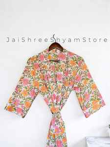 ชุดคลุมกิโมโนผ้าฝ้ายพิมพ์ลายดอกไม้สำหรับผู้หญิง เนื้อผ้านุ่ม ระบายอากาศได้ดี น้ำหนักเบา เหมาะสำหรับใส่นอน ใส่พักผ่อนที่บ้าน หรือใช้ในสปา - Product Image 4