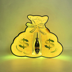 Led Illuminated Money Bag Wine Stand Acrylic Champagne Display Rack Party Bar Decor - Product Image 1
