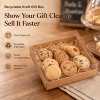 Boîte cadeau en papier kraft personnalisée avec couvercle transparent, plusieurs tailles, emballage de vente au détail recyclable pour produits faits à la main