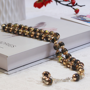 Tasbih étnico de resina con degradado láser iridiscente pulido a mano, 12 mm, 33 cuentas, unisex, joyería religiosa de moda musulmana. - Product Image 1