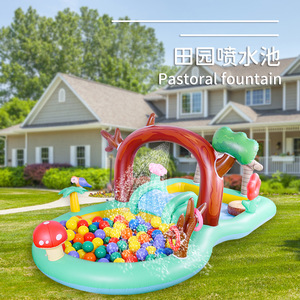 Piscine gonflable pour enfants avec toboggan et jeux aquatiques, piscine extérieure pour usage domestique, matériau PVC, capacité 100-500 kg - Product Image 2