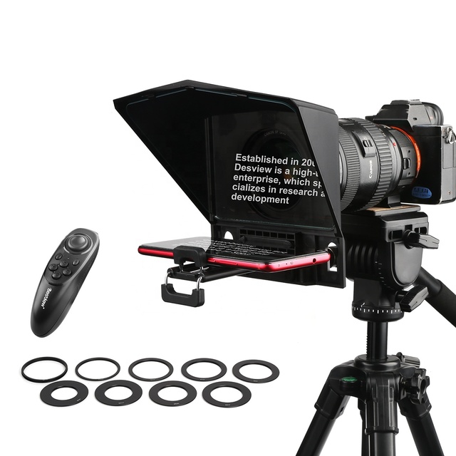 Desview T2 Mini Teleprompter Smartphone and Tablet Prompting Remote Control Portable Teleprompter for Recording/live Streaming