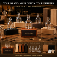 Diffuseur d'huiles essentielles sans eau en verre, design artistique de luxe pour la maison, avec éclairage LED et batterie, pour table domestique - Usine OEM ODM