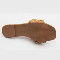 Sandales plates tressées croisées couleur nude pour femme – Élégantes, légères, pour soirées et loisirs en extérieur