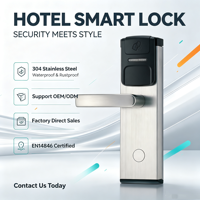 Sistema de Cerradura Electrónica para Hotel TT de Acero Inoxidable Personalizado, Cerradura de Puerta Electrónica sin Llave RFID para Hotel, Apartamento, Airbnb, Hostelería Comercial