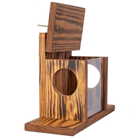 Alimentador de ardilla de madera carbonizada, decoración de jardín, alimentador de ardilla duradero para exteriores, techo abierto para llenar cacahuetes, maíz