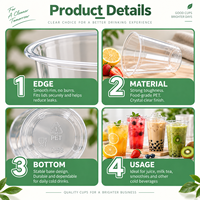 Gobelets en plastique PET en forme de U de 90 mm, 10 oz, 12 oz, 14 oz, 16 oz, 20 oz, 24 oz, gobelets jetables transparents avec couvercles, gobelets pour boissons froides, gobelets pour café glacé