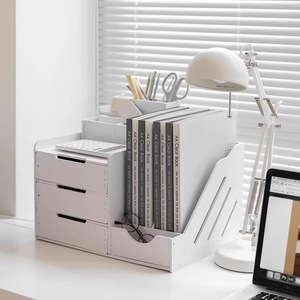 Document Organizer <b>File</b> Rack Desktop Office <b>Storage</b> <b>Box</b> With Partitions 2L Stationery Holder For Paper Organization - Product Image 1