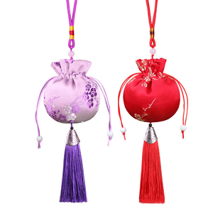 Style chinois recyclable petit <span class=keywords><strong>Sachet</strong></span> <span class=keywords><strong>vide</strong></span> avec fleur broderie cordon gland pendentif bijoux stockage voiture suspendu décor - Product Image 6