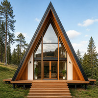 Cabane préfabriquée en structure acier en forme de A, maison de vacances mobile étanche, mini-maison triangulaire