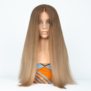 Perruque en cheveux européens de haute qualité, ligne de cheveux naturelle, nœuds simples, perruque en dentelle suisse, mèches blondes naturelles, perruques européennes juives casher - Product Image 1