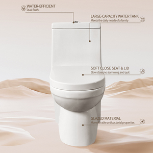 <span class=keywords><strong>WC</strong></span> monobloc en céramique sur pied avec siphon à jet, double chasse économisant l'eau, certifié CE, fournisseur d'usine, personnalisable OEM - Product Image 4