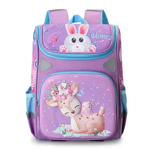 factory customized colored lightweight waterproof fancy leather school backpack small cheap korean bag with leash for kid