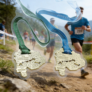 Medalla Deportiva de Aleación de Zinc de Alta Calidad con Forma de Mapa de Ruta de Carrera, Medalla de Maratón - Product Image 1