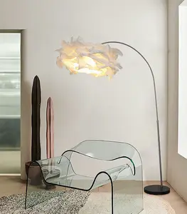 Nieuw Glanzend Wit Design Binnenverlichting Bloem Lampenkap Interieur Metalen Verstelbare Staaf Papier Kunst Vloerlamp