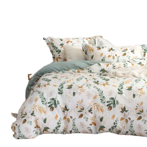 Bettbezug 140x200cm 100% Gewaschene Baumwolle Oeko-TEX Zertifiziert Salbeigrünes Blumenmuster Bettwäsche-Set 1 Kissenbezug Hergestellt in China - Product Image 2