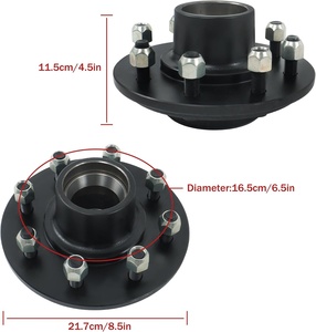 Pièce d'essieu de remorque économique d'usine, avec entreaxe de 6,5 pouces, moyeu de remorque de 9/16 pouces + broche ronde - Product Image 6