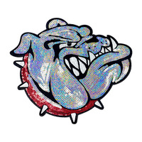 Patch brodé de sequins brillants en forme de bouledogue pour veste de club universitaire, sweat à capuche et décoration de sac