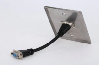 UK 86 Größe 1-fach Edelstahl-Wandplatte VGA-Buchse-Buchse-Adapter Pigtail ABS ROHS Material 86x86mm Modell AAF-825/SS Home