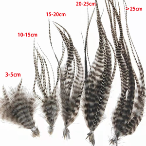 Plumas naturales de gallo Grizzly para atado de moscas, material DIY para streamers, <span class=keywords><strong>ninfas</strong></span> y moscas húmedas, 10 unidades/bolsa - Product Image 3