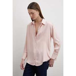 Camisa Básica de Satén Floss para Mujer, Blusa Minimalista con Botones, Uso Diario, Color Beige - Product Image 6