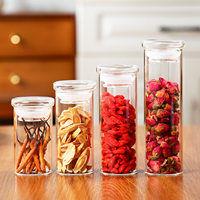 Pot de conservation en verre borosilicate soufflé à la main, écologique, avec couvercle, pour café, thé, épices, cuisine, garde-manger
