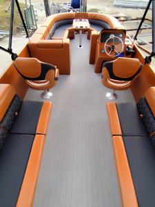 <span class=keywords><strong>Bateau</strong></span> à ponton <span class=keywords><strong>de</strong></span> luxe à double console orange en <span class=keywords><strong>fibre</strong></span> <span class=keywords><strong>de</strong></span> <span class=keywords><strong>verre</strong></span> avec pare-brise - Product Image 2