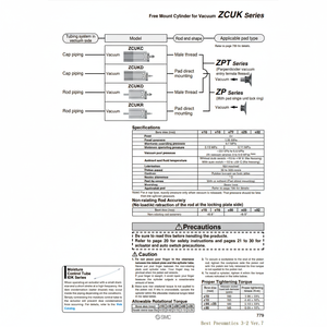 ZCDUKC20-30D de cylindre à montage libre SMC Pneumatics pour les applications sous vide - Product Image 1