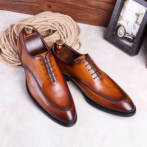 Nuevos Zapatos Formales de Negocios para Hombre, Elegantes, con Cordones, Punta en Pico, Aumentan la Altura, con Parte Superior de Cuero Genuino - Product Image 1