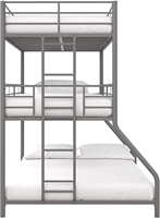 Lit superposé en métal noir au design moderne et réglable, idéal pour l'hôtellerie et les chambres à coucher