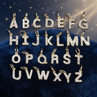 Pendentif tendance en lettre initiale plaqué or avec zircon cubique, collier alphabet, accessoire de bijouterie pour femmes et filles, DIY