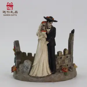 Модели из смолы, статуэтки, украшения для дома, скелеты невесты и жениха, Хэллоуин, сад, поделки из смолы ручной работы