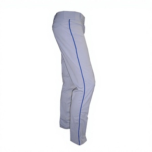 Pantalon de baseball blanc pour homme, coupe classique, 100% polyester, fermeture à ceinture avec poches, toutes saisons, couleur unie - Product Image 5