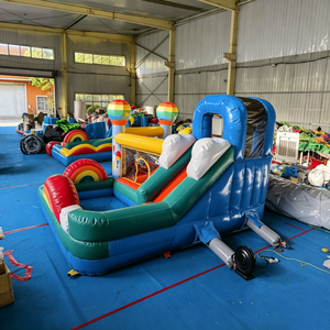 Château gonflable commercial arc-en-ciel avec toboggan et piscine à balles en PVC pour location de fêtes d'enfants - Product Image 5