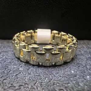 맞춤 제작 쥬얼리 18k 금도금 새틴 롤리 프레지덴셜 스타일 밴드 반지 (남녀 공용) - Product Image 1