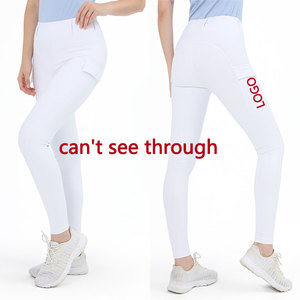 Culotte d'équitation pour femme blanche Logo personnalisé Leggings équestres évacuant l'humidité avec boutons - Product Image 2
