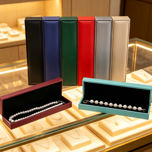 Juego de Joyería de Collar Largo de Cuero PU al por Mayor, Estilo Elegante y Sencillo, con Cajas Personalizadas con Logotipo y Embalaje de Terciopelo - Product Image 4